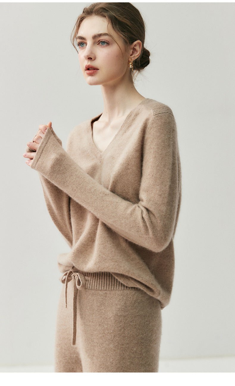 Cashmere V-Neck Women’s Sweater – 100% Pure Soft Slimming Knit - Sainiya Eco Wear