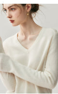 Cashmere V-Neck Women’s Sweater – 100% Pure Soft Slimming Knit - Sainiya Eco Wear
