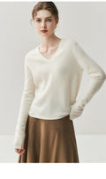 Cashmere V-Neck Women’s Sweater – 100% Pure Soft Slimming Knit - Sainiya Eco Wear