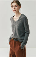Cashmere V-Neck Women’s Sweater – 100% Pure Soft Slimming Knit - Sainiya Eco Wear
