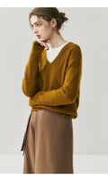 Cashmere V-Neck Women’s Sweater – 100% Pure Soft Slimming Knit - Sainiya Eco Wear