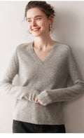 Cashmere V-Neck Women’s Sweater – 100% Pure Soft Slimming Knit - Sainiya Eco Wear