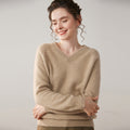 Cashmere V-Neck Women’s Sweater – 100% Pure Thick Knit Raglan Sleeve Top - Sainiya Eco Wear