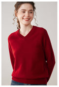 Cashmere V-Neck Women’s Sweater – 100% Pure Thick Knit Raglan Sleeve Top - Sainiya Eco Wear