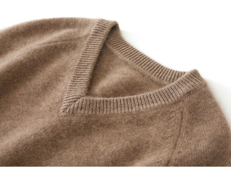 Cashmere V-Neck Women’s Sweater – 100% Pure Thick Knit Raglan Sleeve Top - Sainiya Eco Wear