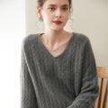 Cashmere V-Neck Women’s Sweater – 100% Pure Thickened Twist Knit - Sainiya Eco Wear