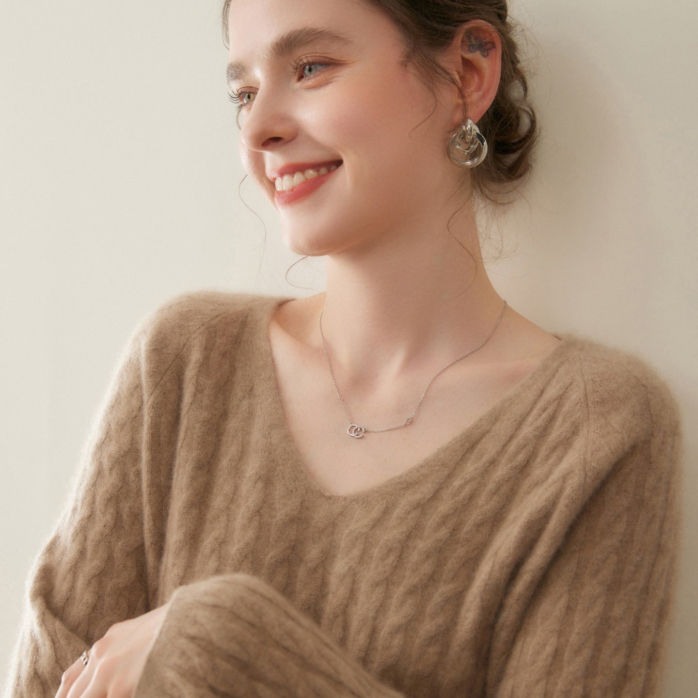 Cashmere V-Neck Women’s Sweater – 100% Pure Thickened Twist Knit - Sainiya Eco Wear