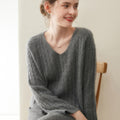 Cashmere V-Neck Women’s Sweater – 100% Pure Thickened Twist Knit - Sainiya Eco Wear