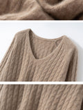 Cashmere V-Neck Women’s Sweater – 100% Pure Thickened Twist Knit - Sainiya Eco Wear