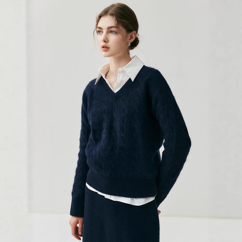 Cashmere Women’s V-Neck Pure Knit Sweater - Sainiya Eco Wear