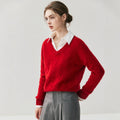 Cashmere Women’s V-Neck Pure Knit Sweater - Sainiya Eco Wear