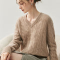 Cashmere Women’s V-Neck Pure Knit Sweater - Sainiya Eco Wear