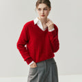 Cashmere Women’s V-Neck Pure Knit Sweater - Sainiya Eco Wear