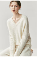 Cashmere Women’s V-Neck Pure Knit Sweater - Sainiya Eco Wear