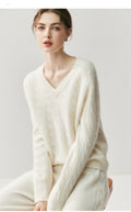 Cashmere Women’s V-Neck Pure Knit Sweater - Sainiya Eco Wear