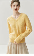 Cashmere Women’s V-Neck Pure Knit Sweater - Sainiya Eco Wear