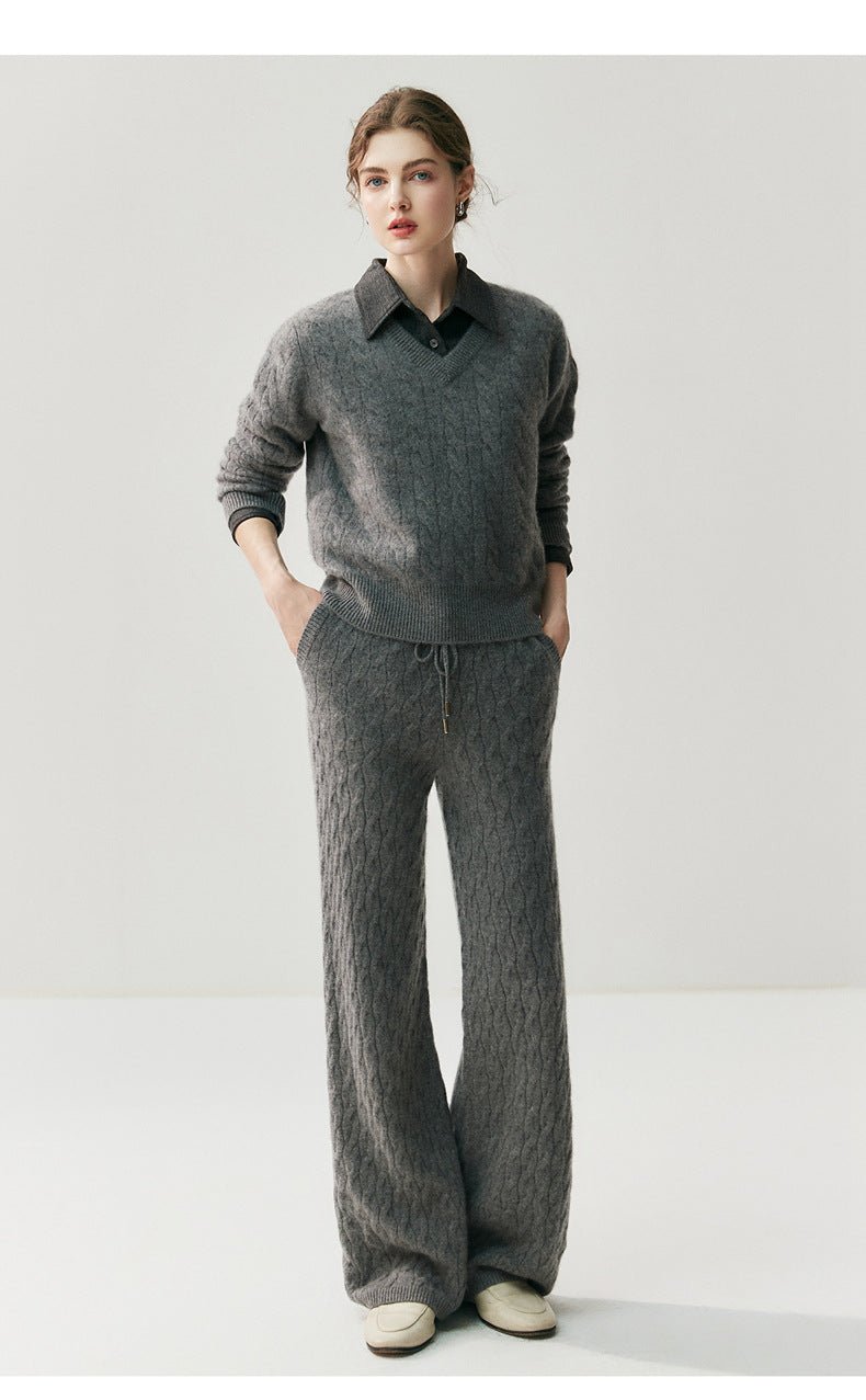 Cashmere Women’s V-Neck Pure Knit Sweater - Sainiya Eco Wear