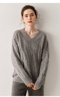 Cashmere-Yak Cable Knit V-Neck – Vintage Lazy Luxe - Sainiya Eco Wear