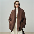 double-faced wool relaxed coat for women