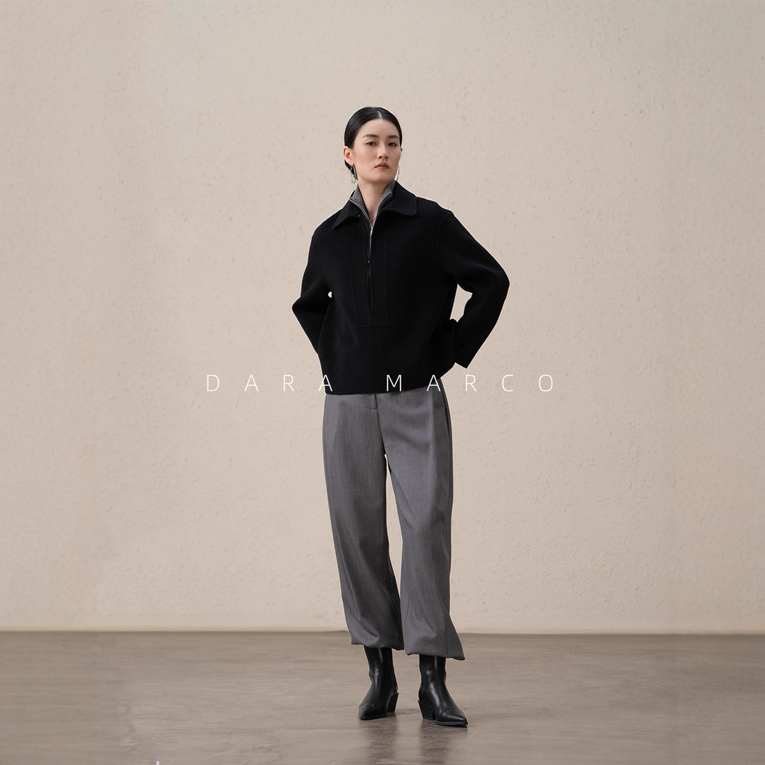 double sided cashmere short coat women