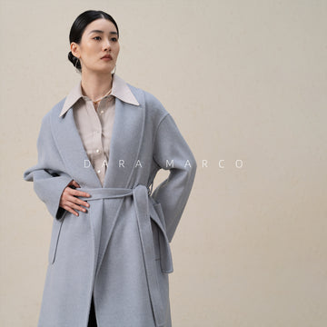 Double-Sided Cashmere Coat for Women Green Collar Wool Blend - Sainiya Eco Wear