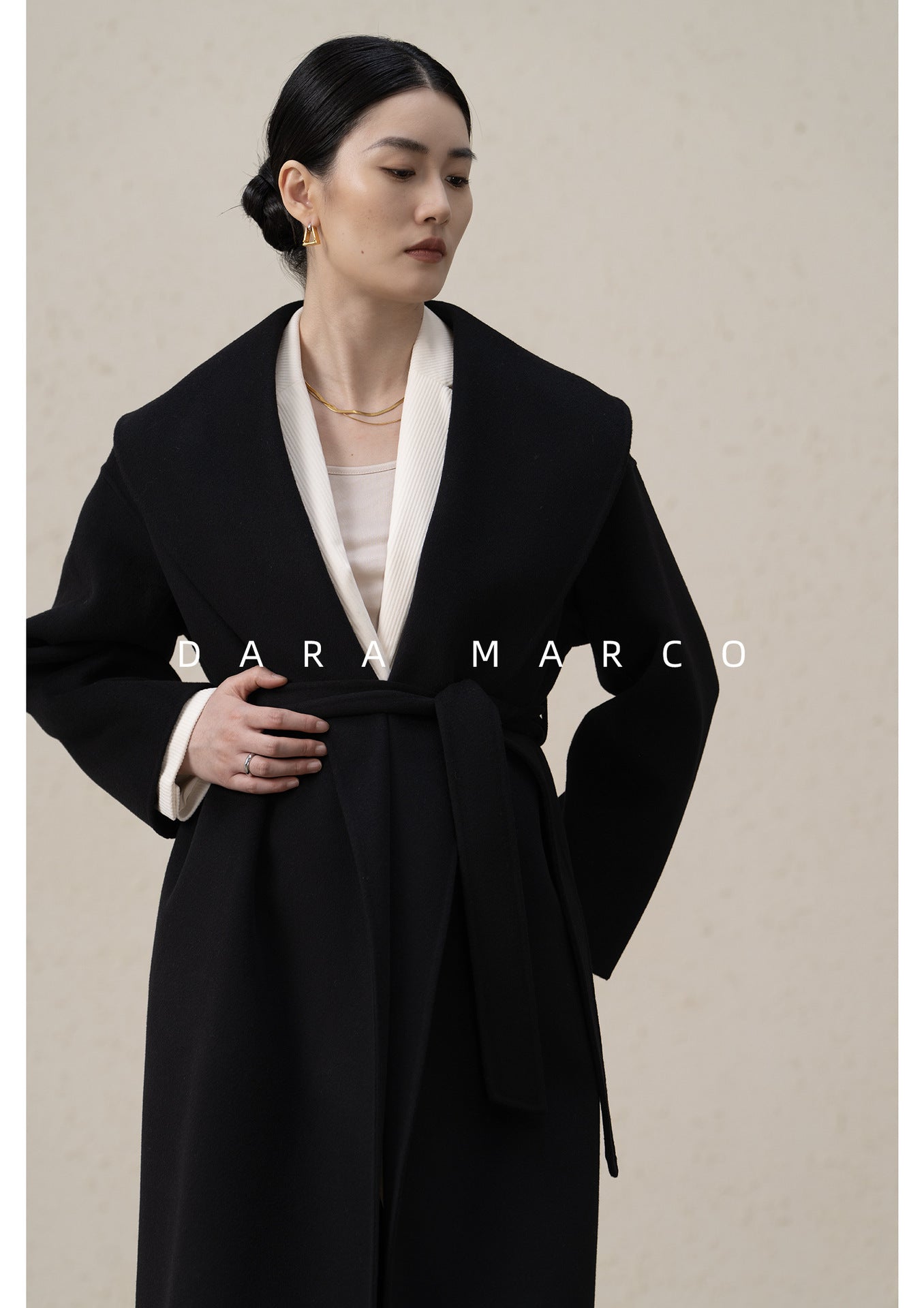 Double-Sided Cashmere Coat for Women Green Collar Wool Blend - Sainiya Eco Wear