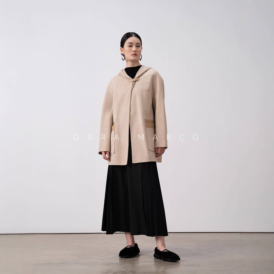 double sided wool cocoon coat