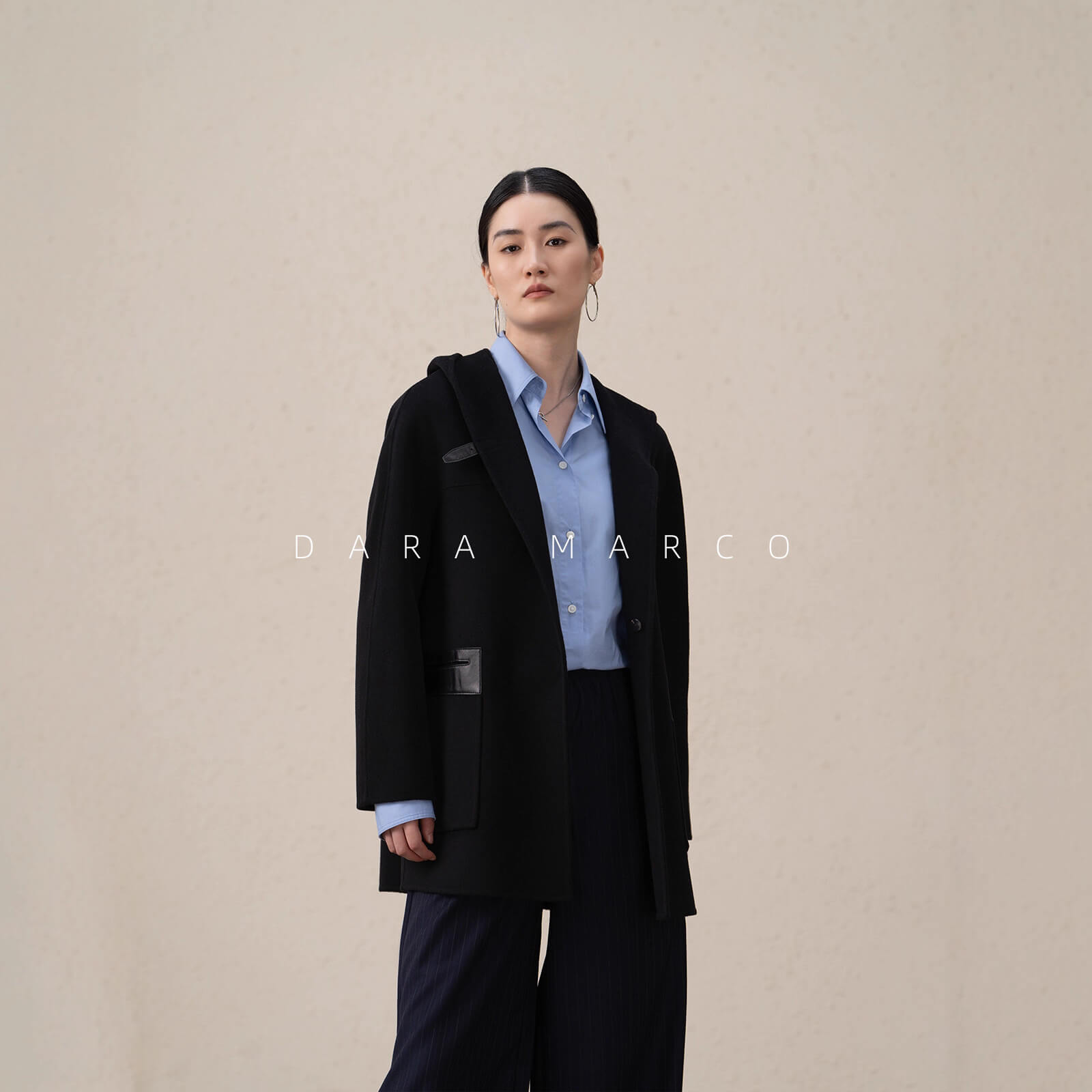 double sided wool cocoon coat