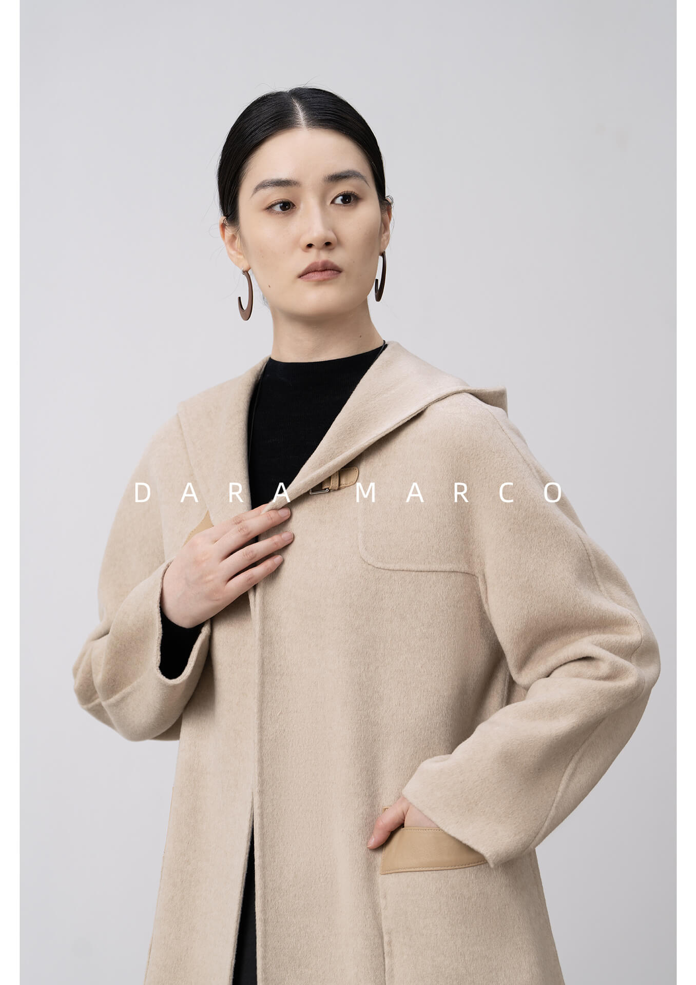 double sided wool cocoon coat
