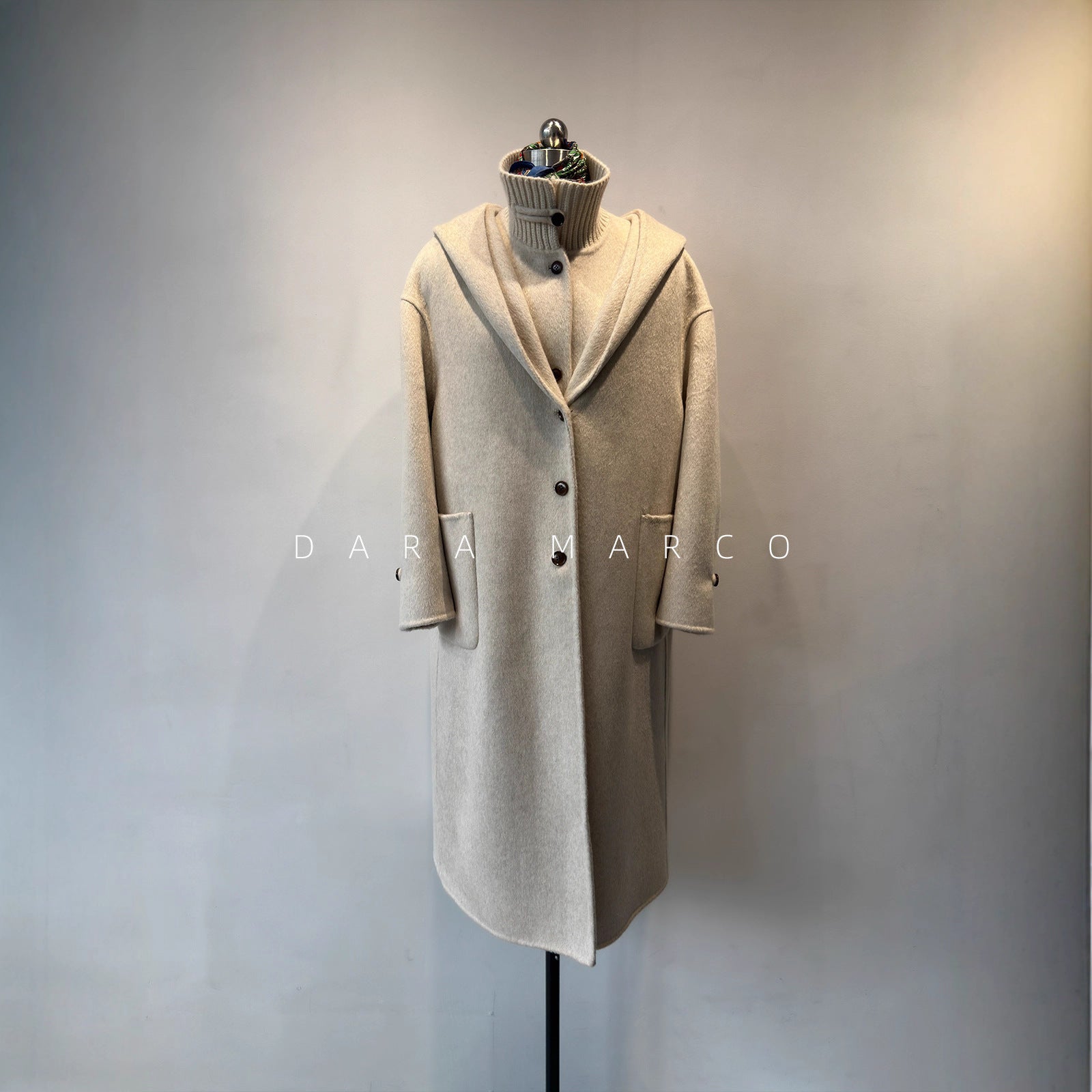 double-sided cashmere hooded wool coat set