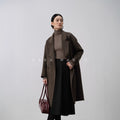 petite double-breasted cashmere long coat