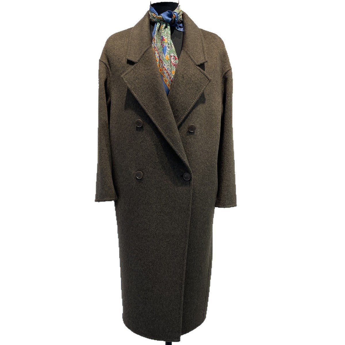 petite double-breasted cashmere long coat