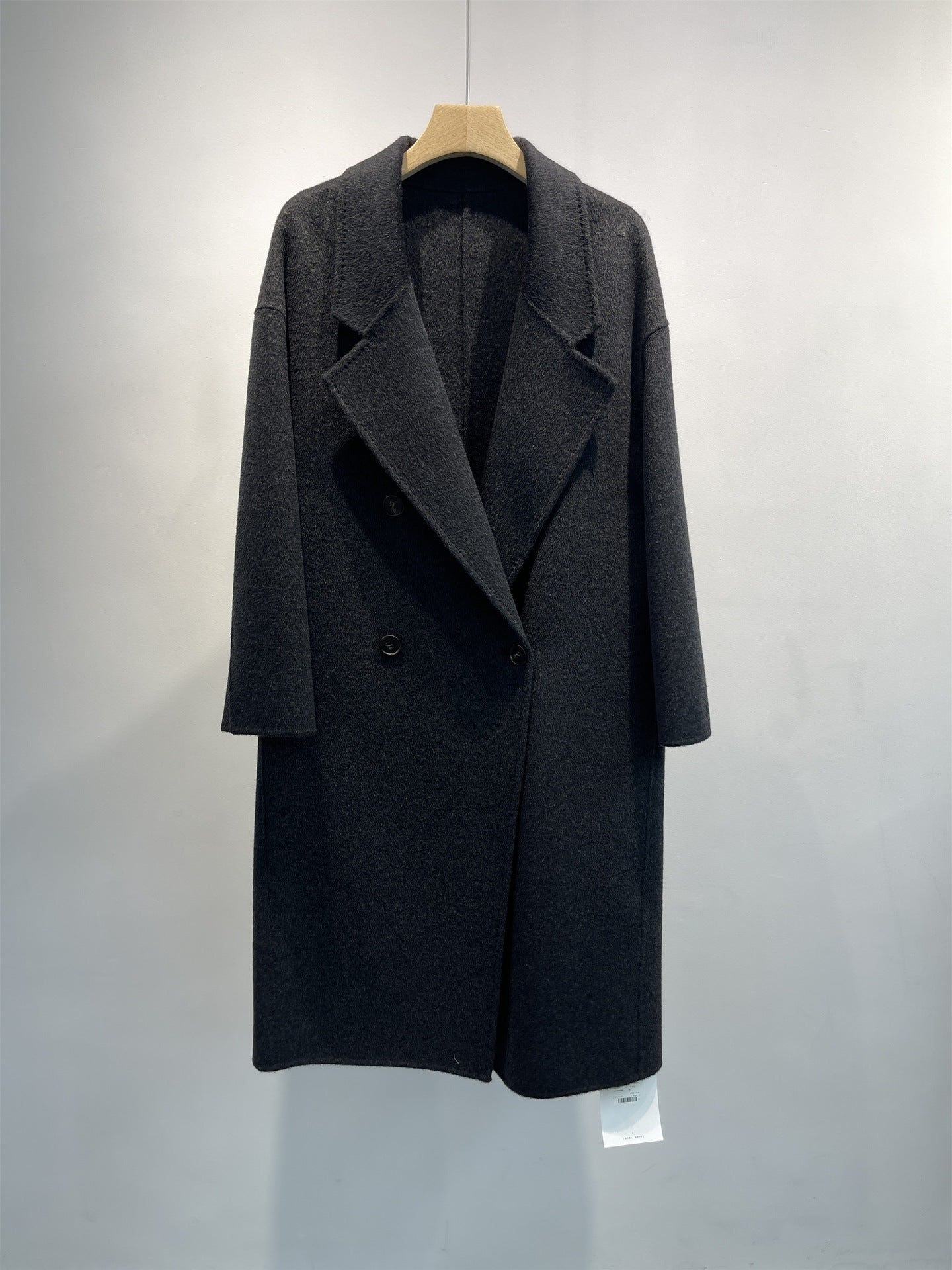 petite double-breasted cashmere long coat