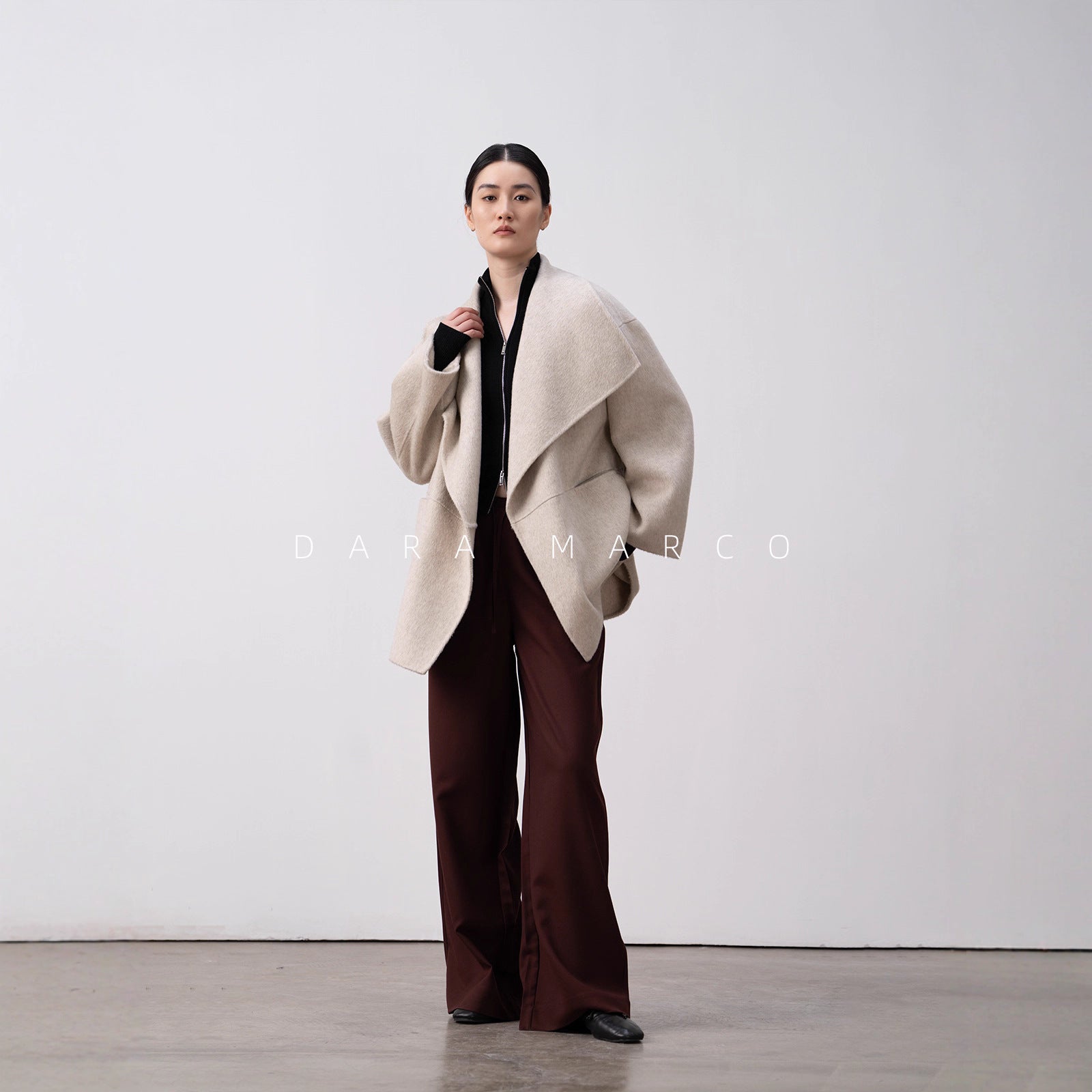 women double-sided cashmere mid-length coat