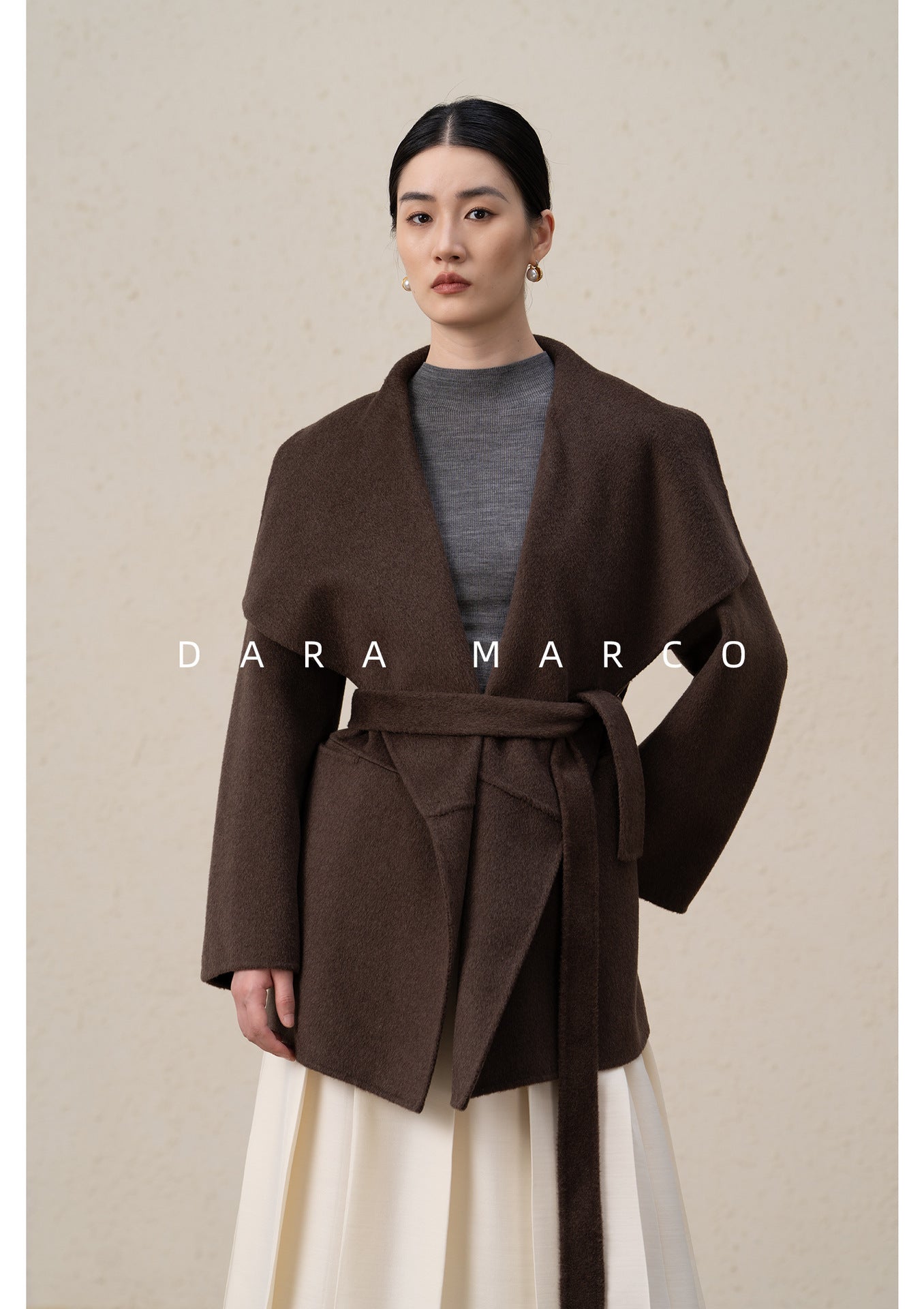 women double-sided cashmere mid-length coat