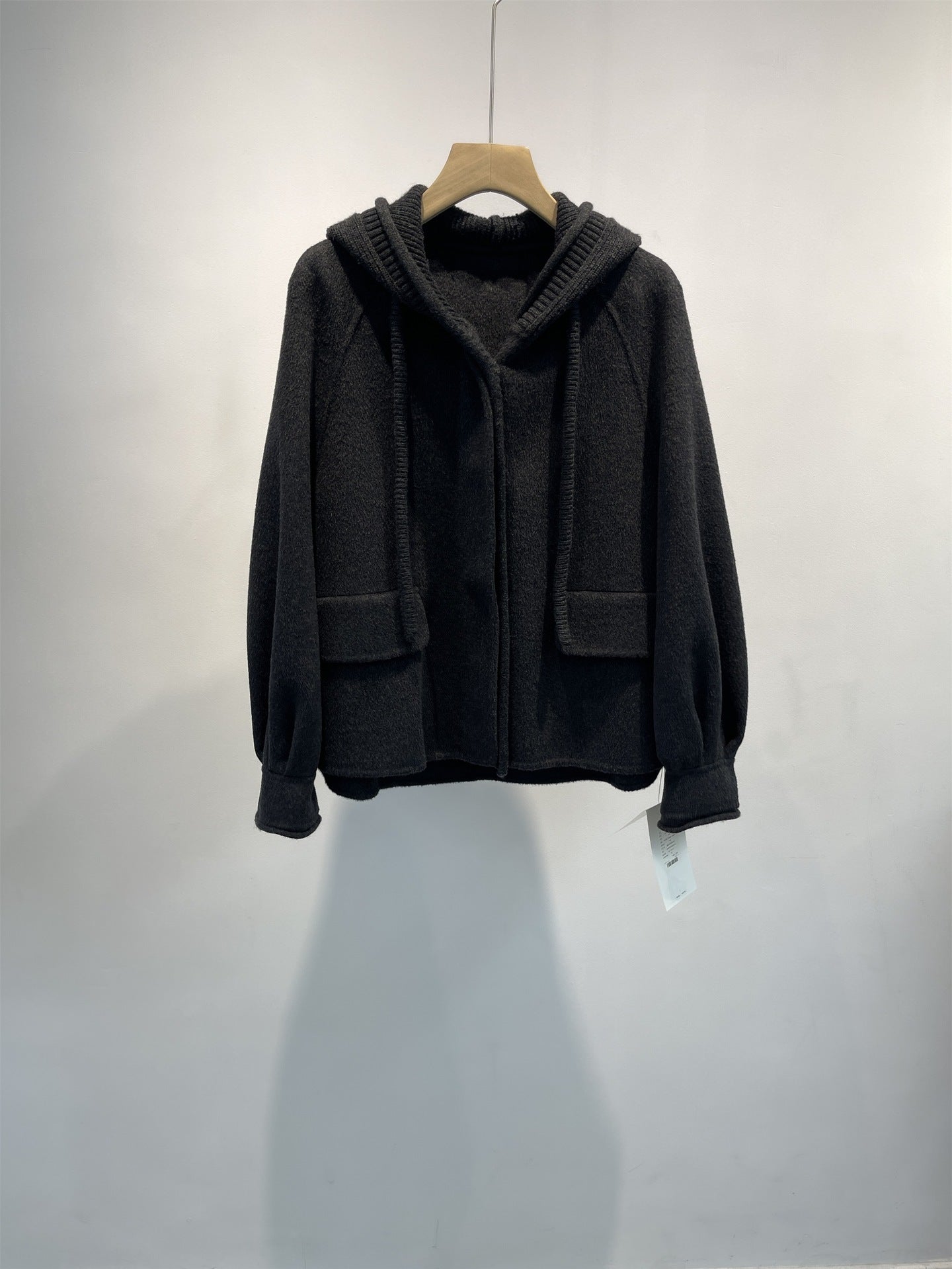women double-sided cashmere hooded Short coat