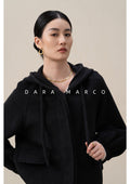 women double-sided cashmere hooded Short coat