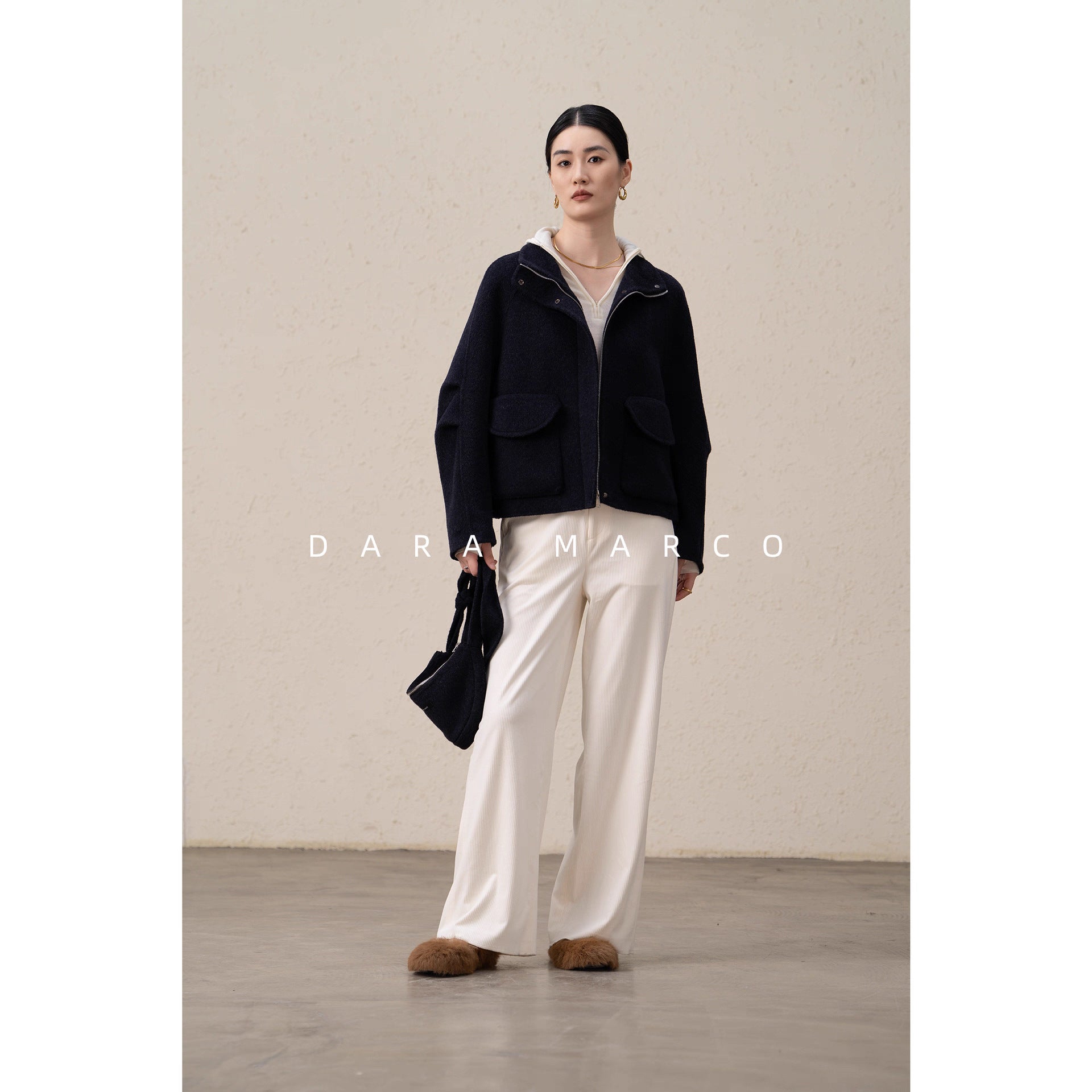 Double-Sided Cashmere Short Coat for Women | Silk Blend Winter Style - Sainiya Eco Wear