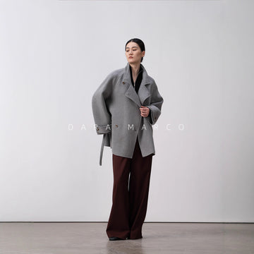 double-sided wool trench coat for women