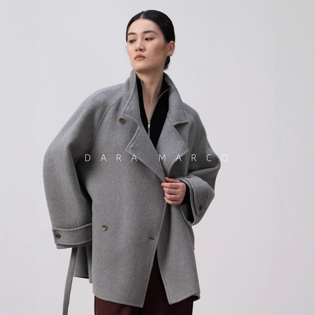double-sided wool trench coat for women