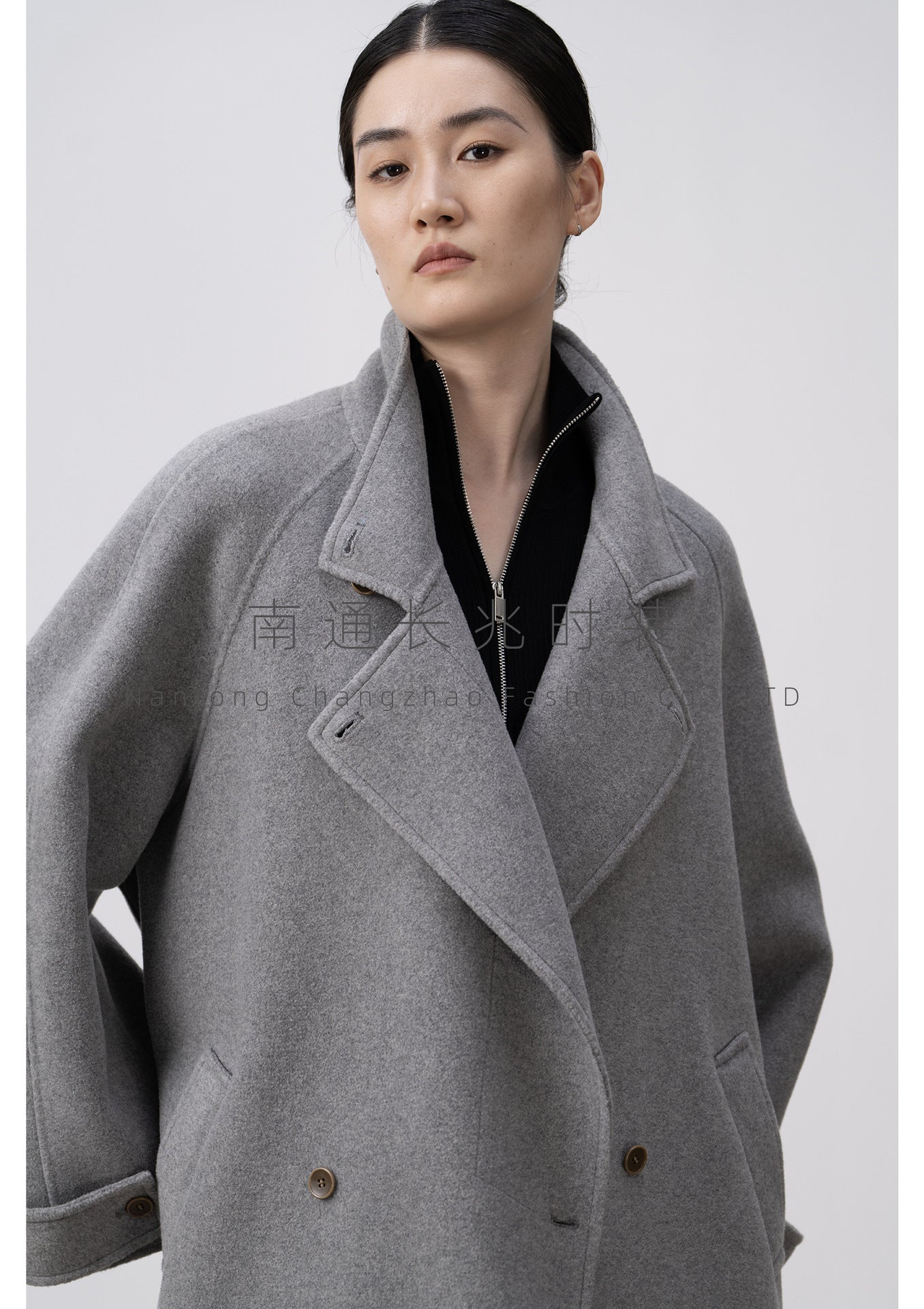 double-sided wool trench coat for women