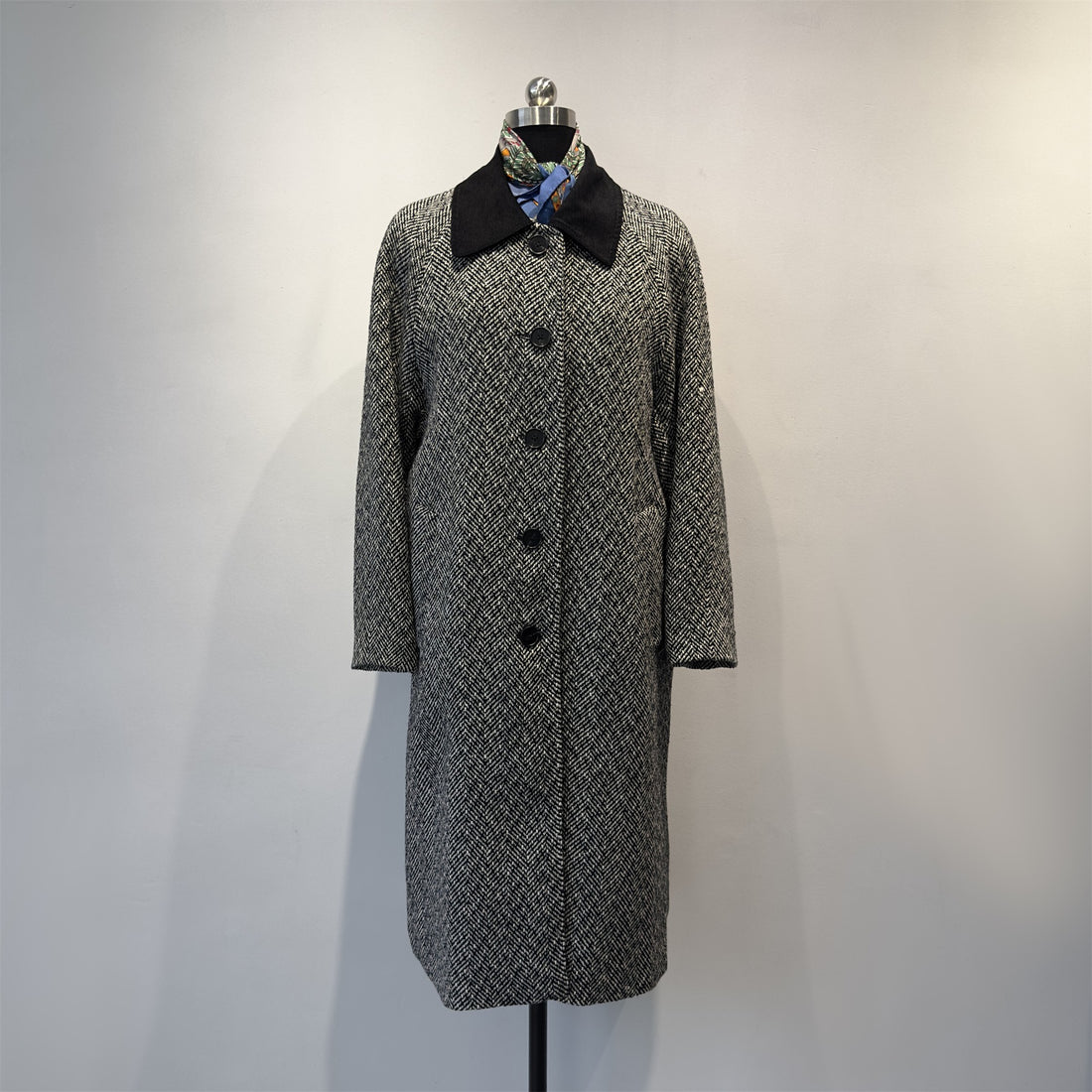 herringbone wool long coat women