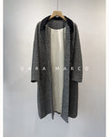 herringbone wool long coat women