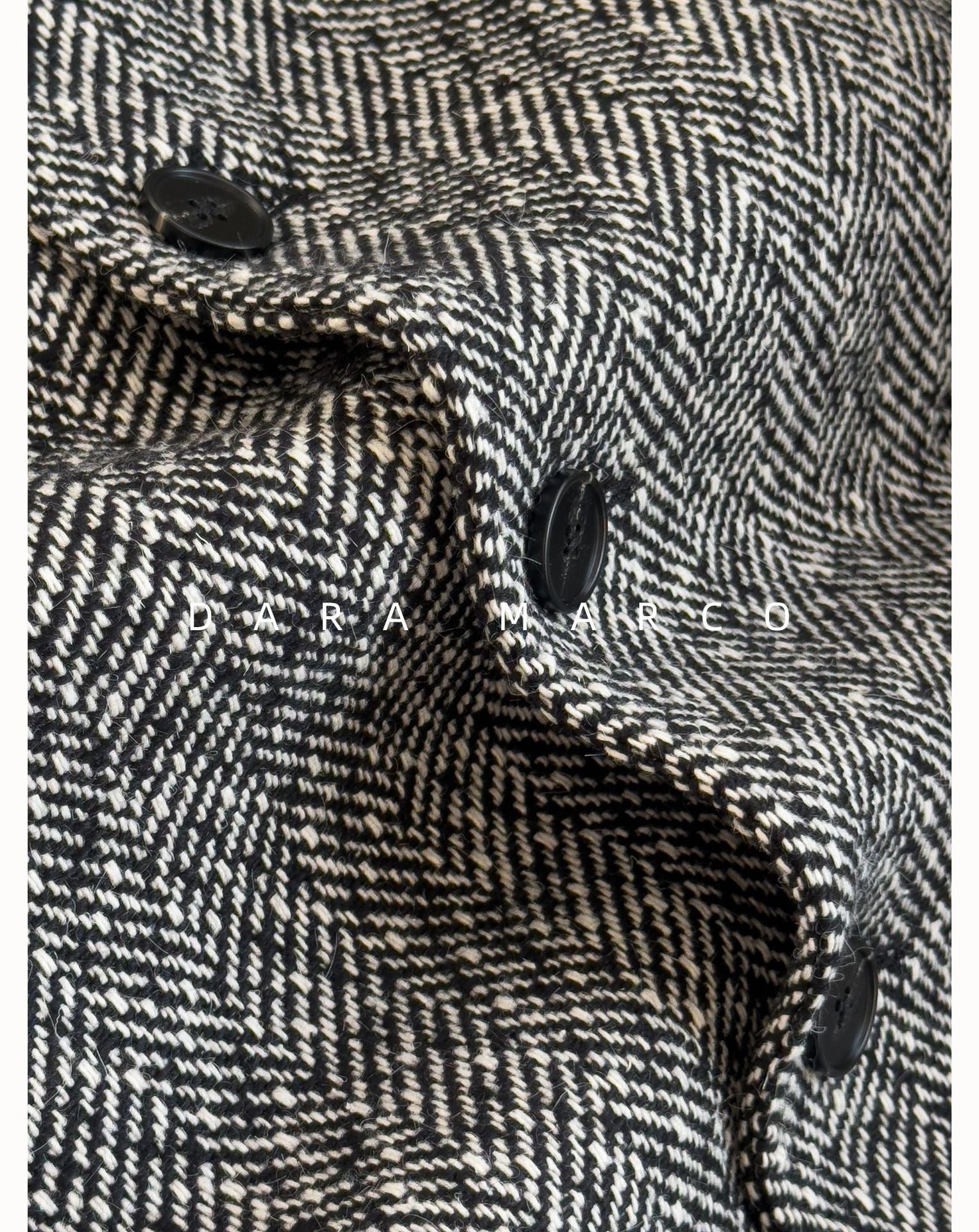 herringbone wool long coat women