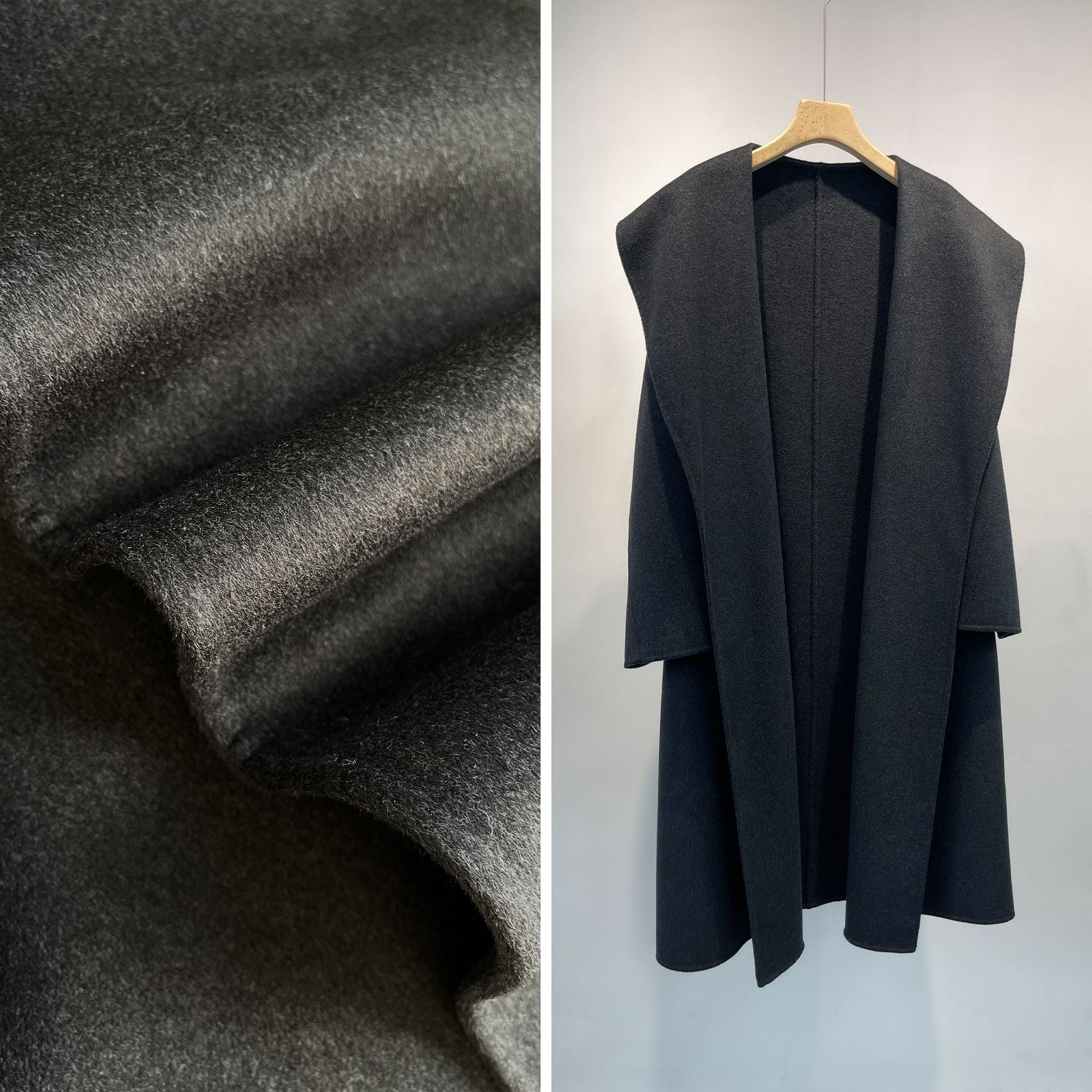 french lapel cashmere wool Long coat for women