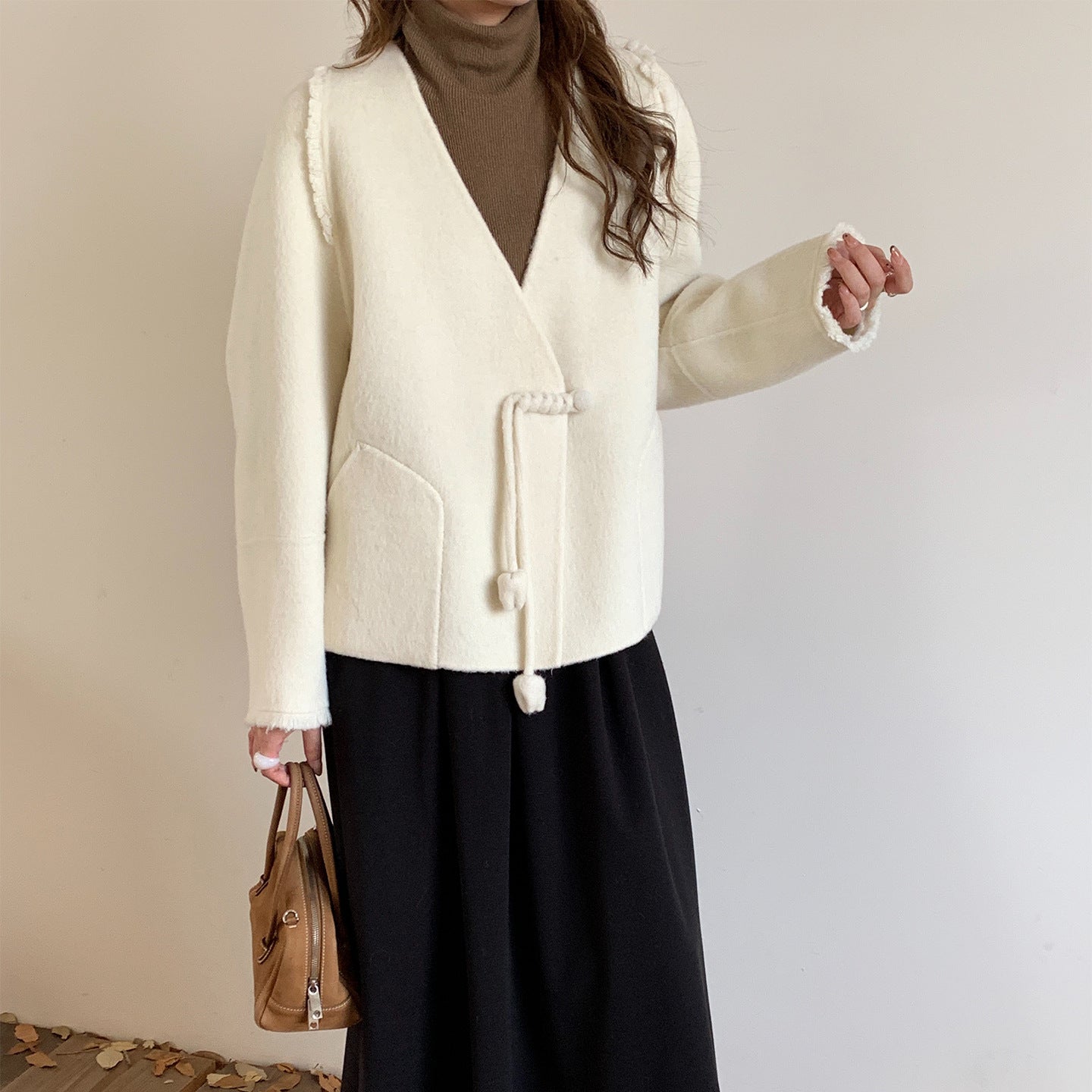 luxury double-sided wool coat for women