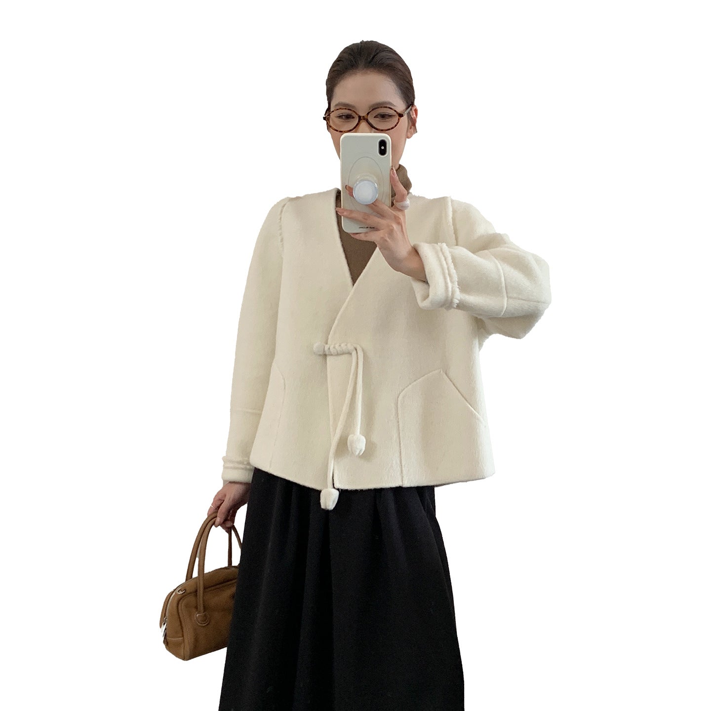 luxury double-sided wool coat for women