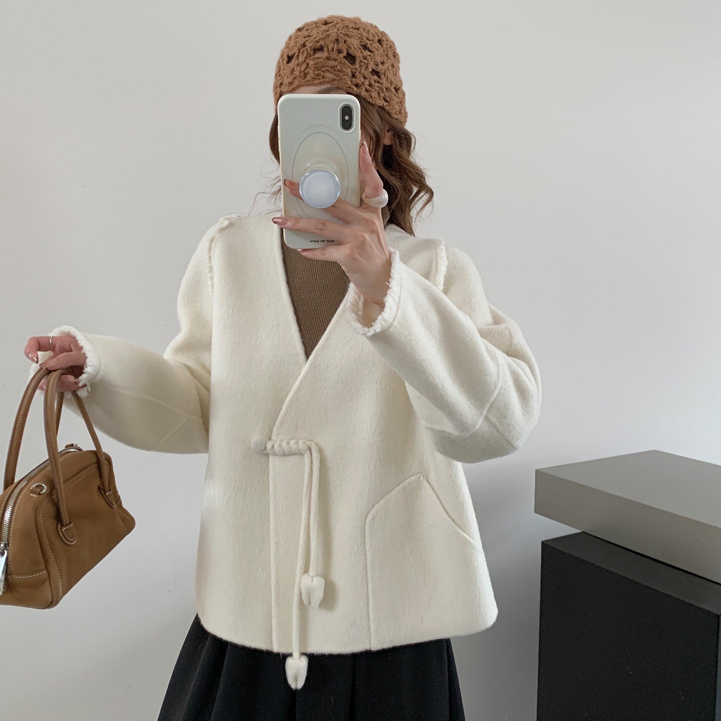 luxury double-sided wool coat for women