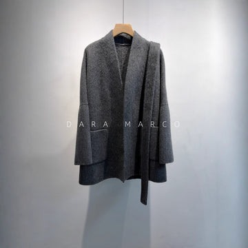 Peruvian Alpaca Wool Reversible Coat – Mid-Length Bathrobe Style - Sainiya Eco Wear