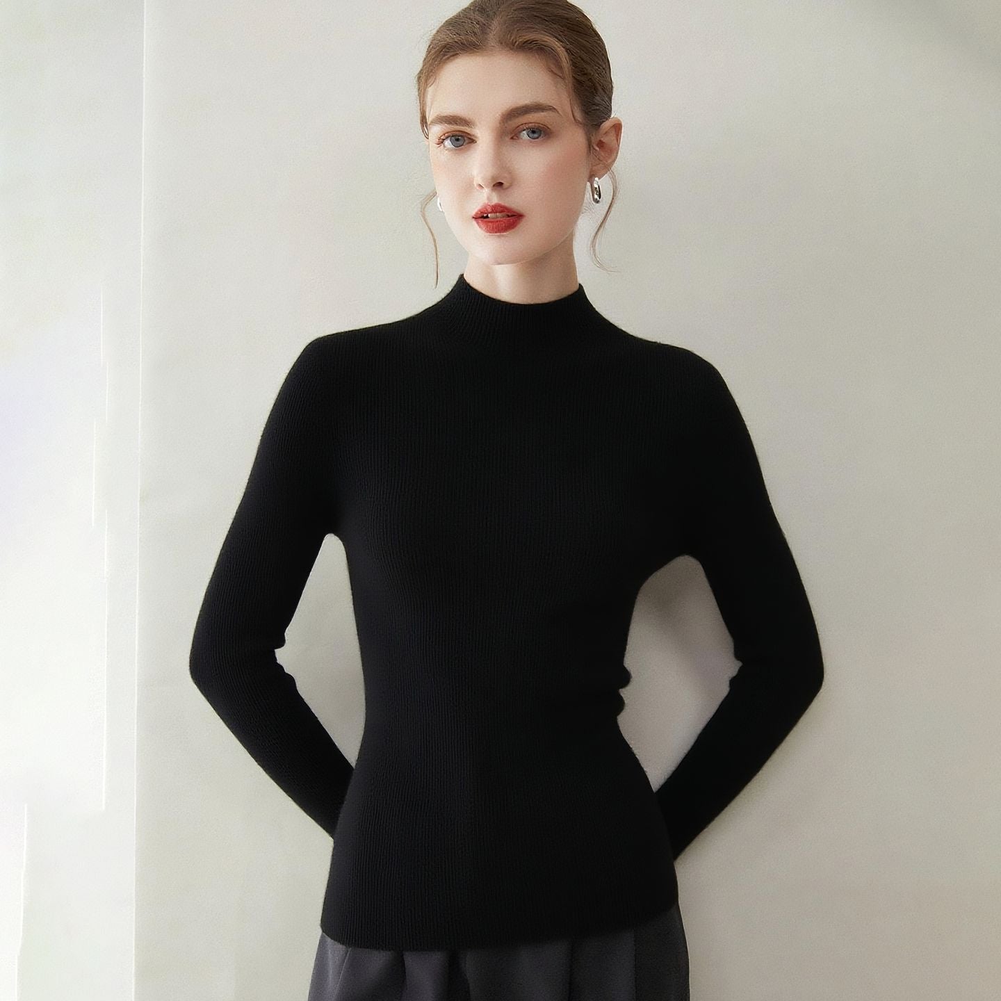 Premium 100% Cashmere Half-Turtleneck Women’s Sweater - Sainiya Eco Wear